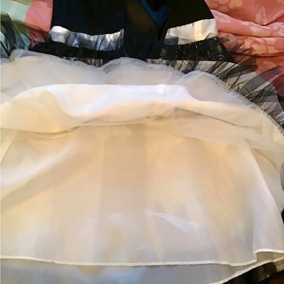 Jessica McClintock for Gunne Sax black & white retro prom dress, sz 7 strapless. - Picture 9 of 13